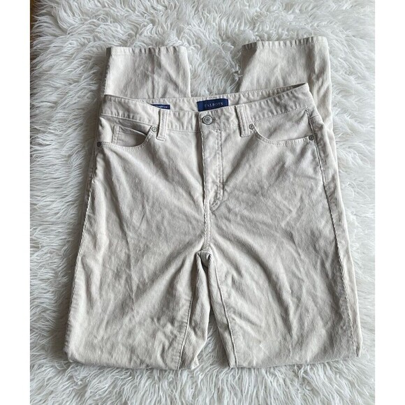 Talbots Women’s Size 2 Ivory High Waist Straight Leg Corduroy Pants - Picture 1 of 8